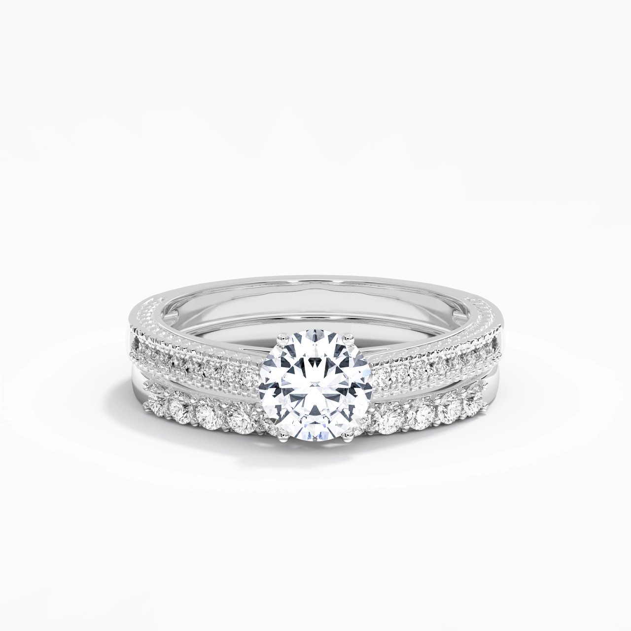 White Gold Plated Vintage Bridal Set