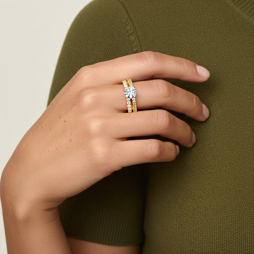 18K Yellow Gold Plated Vintage Bridal Set