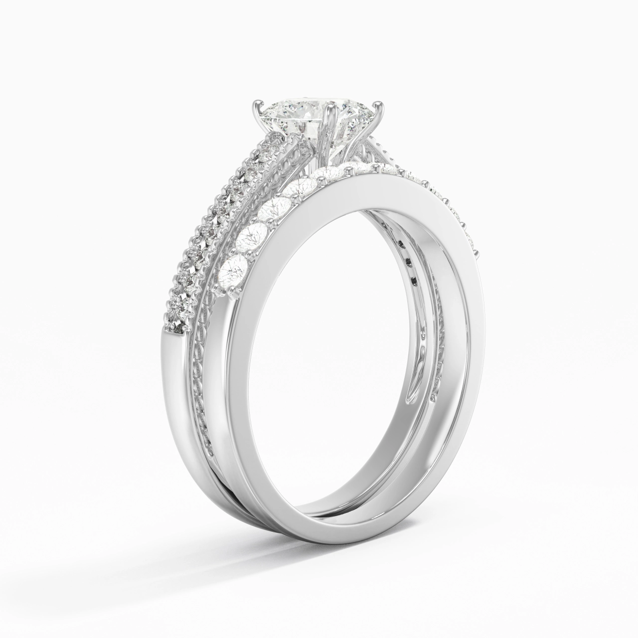 White Gold Plated Vintage Bridal Set