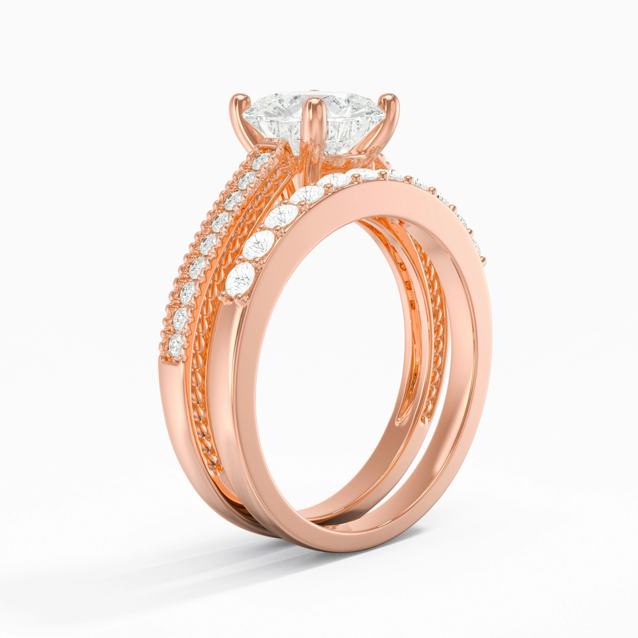 18K Rose Gold Plated Vintage Bridal Set