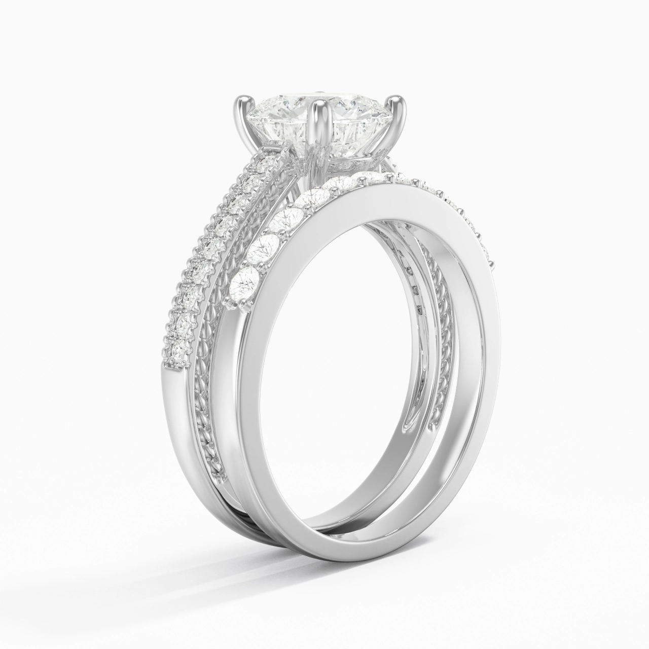White Gold Plated Vintage Bridal Set