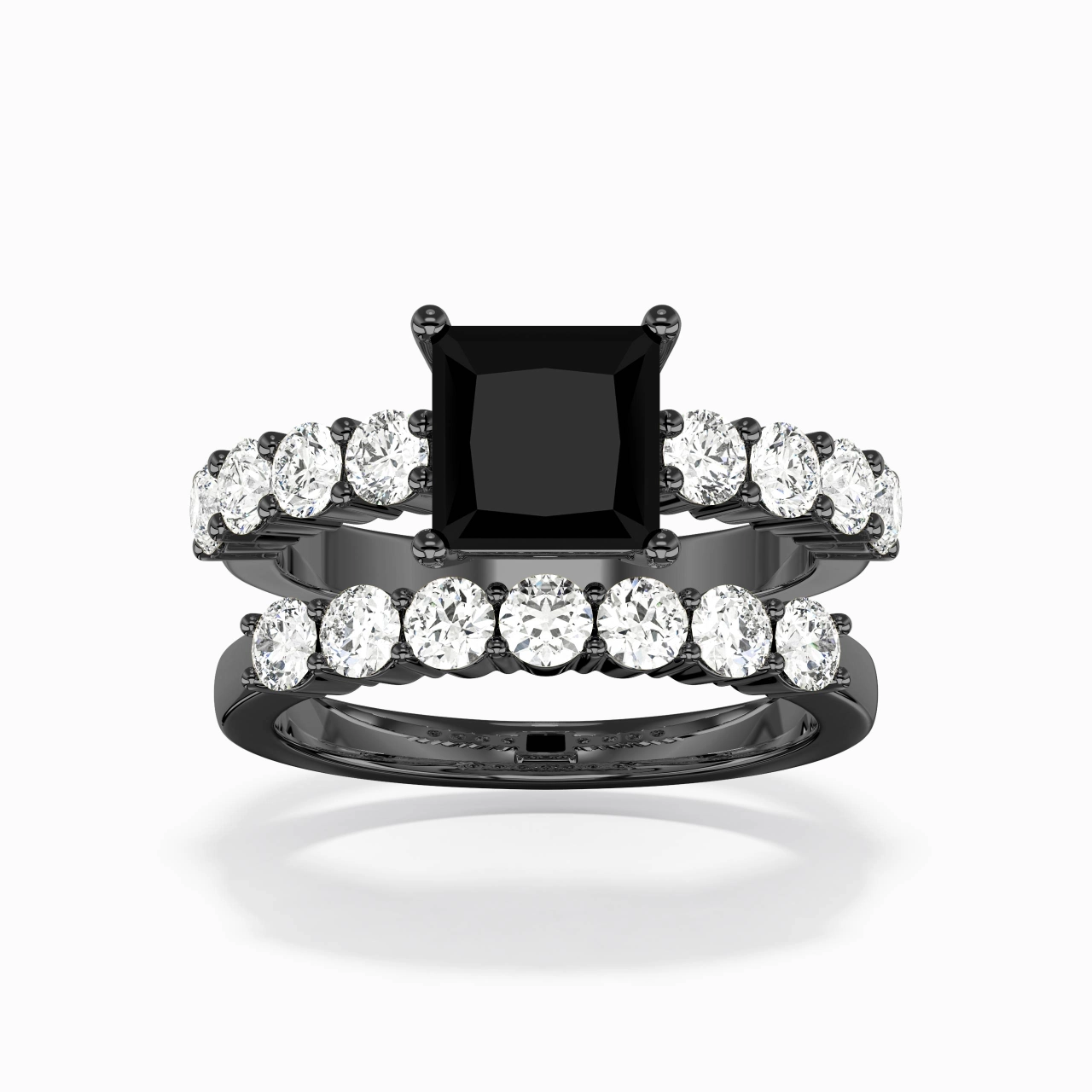 Argent sterling 925 Pavé Tige Traditionnelle Ensemble d'alliances