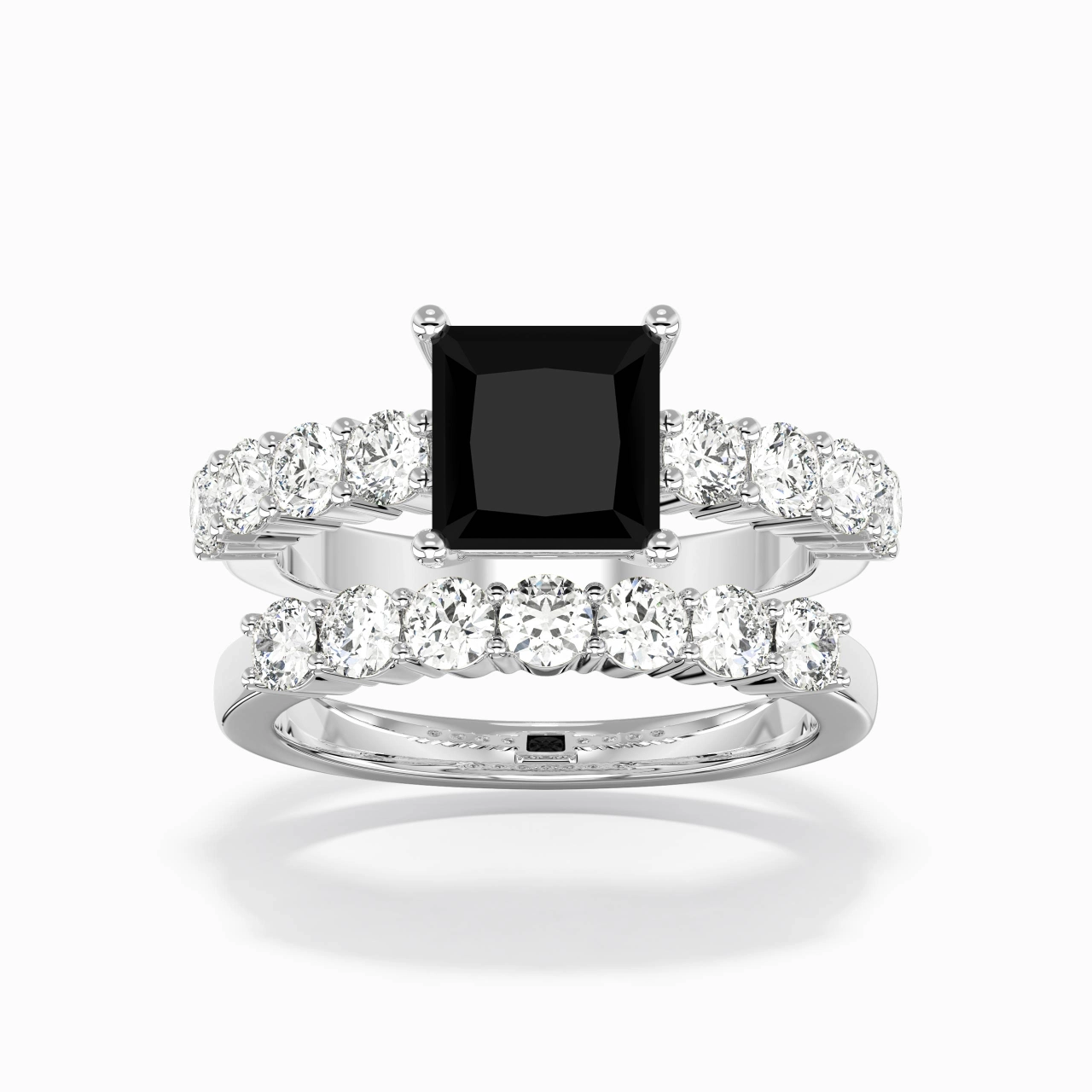 Argent sterling 925 Pavé Tige Traditionnelle Ensemble d'alliances