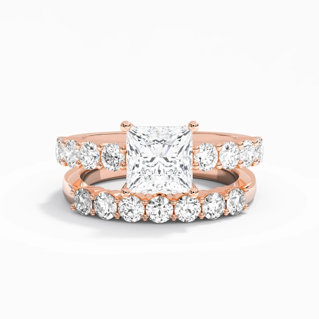 Classique Femme Ensemble d'alliances En Or rose 14 carats Classique Femme Ensemble d'alliances En Or rose 14 carats
