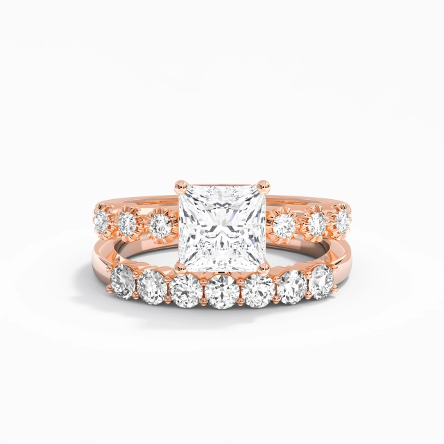 Classique Femme Ensemble d'alliances En Or rose 14 carats Classique Femme Ensemble d'alliances En Or rose 14 carats
