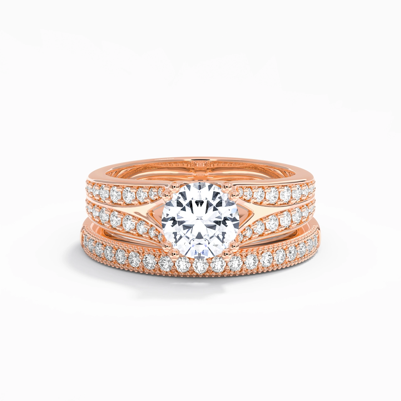 Pavé Wedding Ring Set 1.25ct Cubic Zirconia