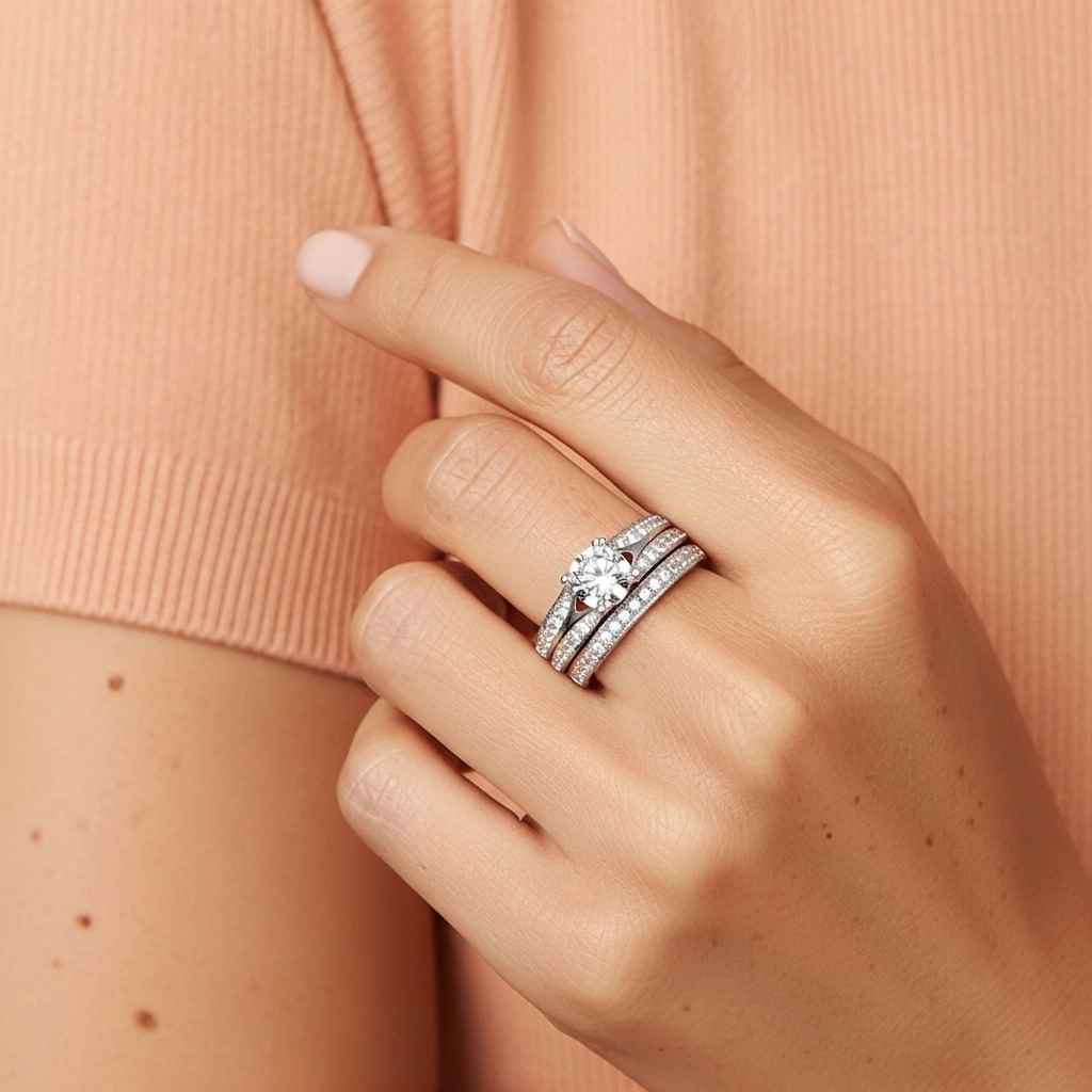 Pavé Ensemble d'alliances 1.25ct Zircon cubique