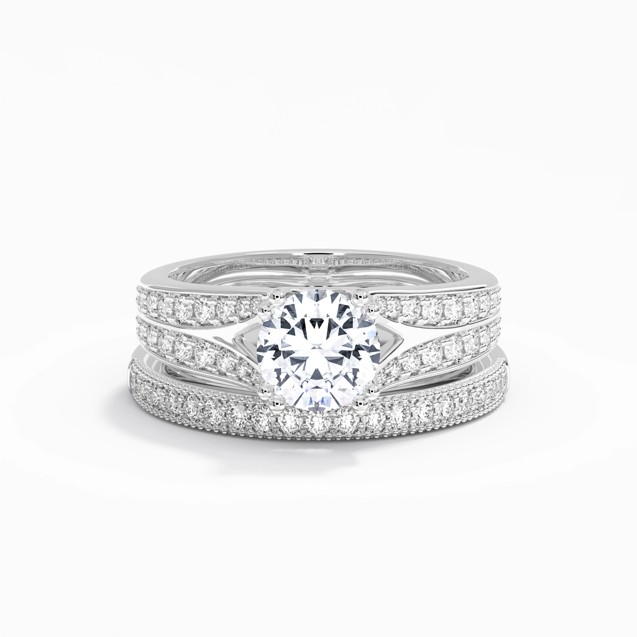 Pavé Ensemble d'alliances 1.25ct Zircon cubique