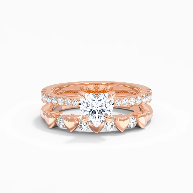 Classic Prong Bridal Set Women White Heart