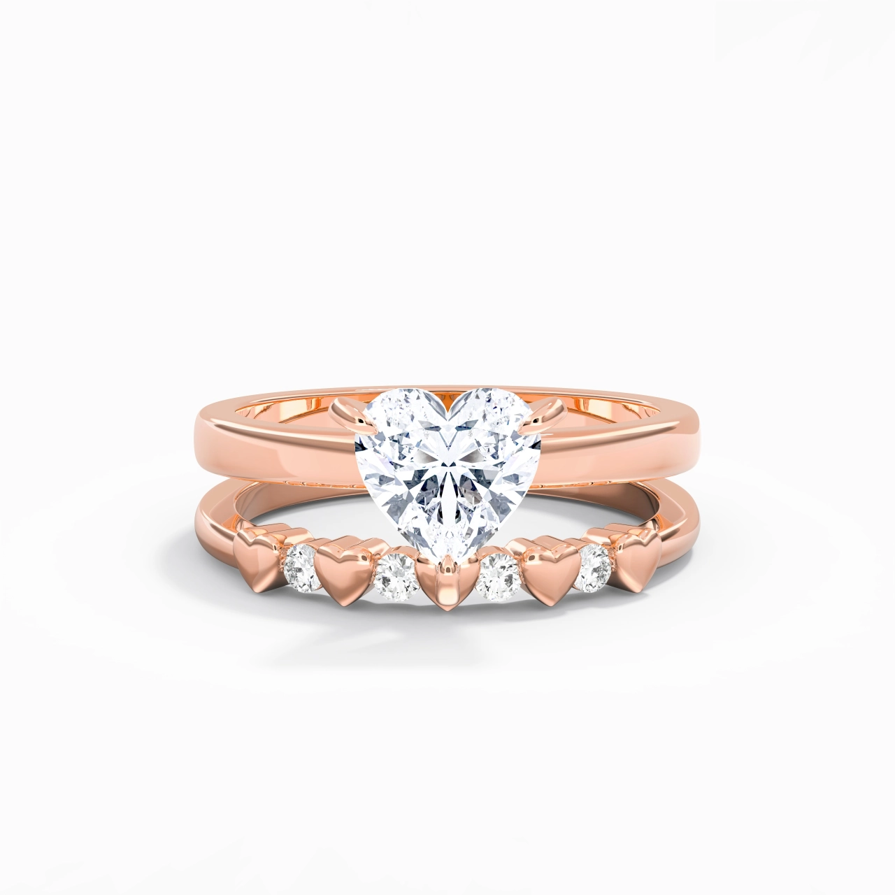 1.50ct Moissanite Wedding Ring Set 14K Rose Gold