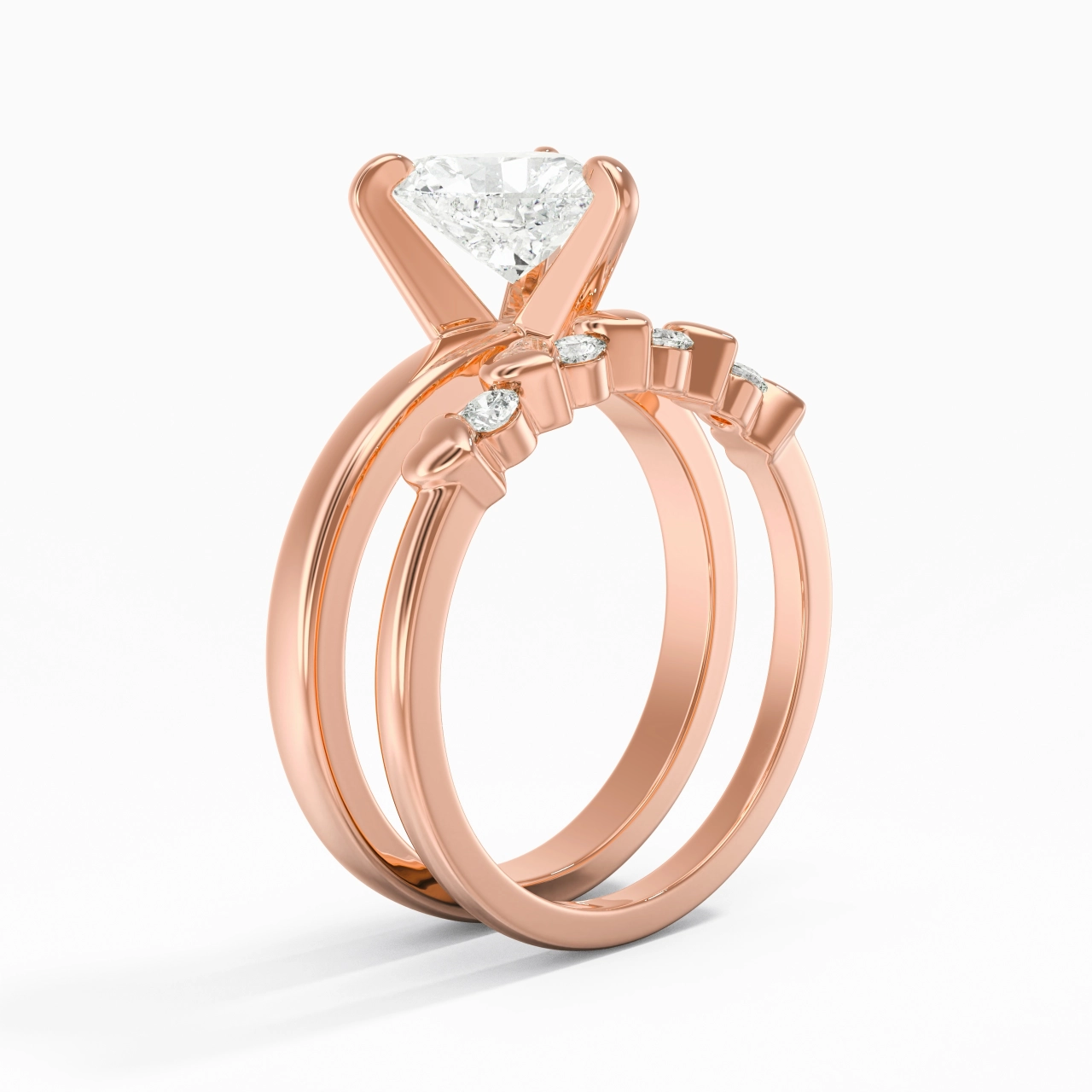 1.50ct Moissanite Wedding Ring Set 14K Rose Gold