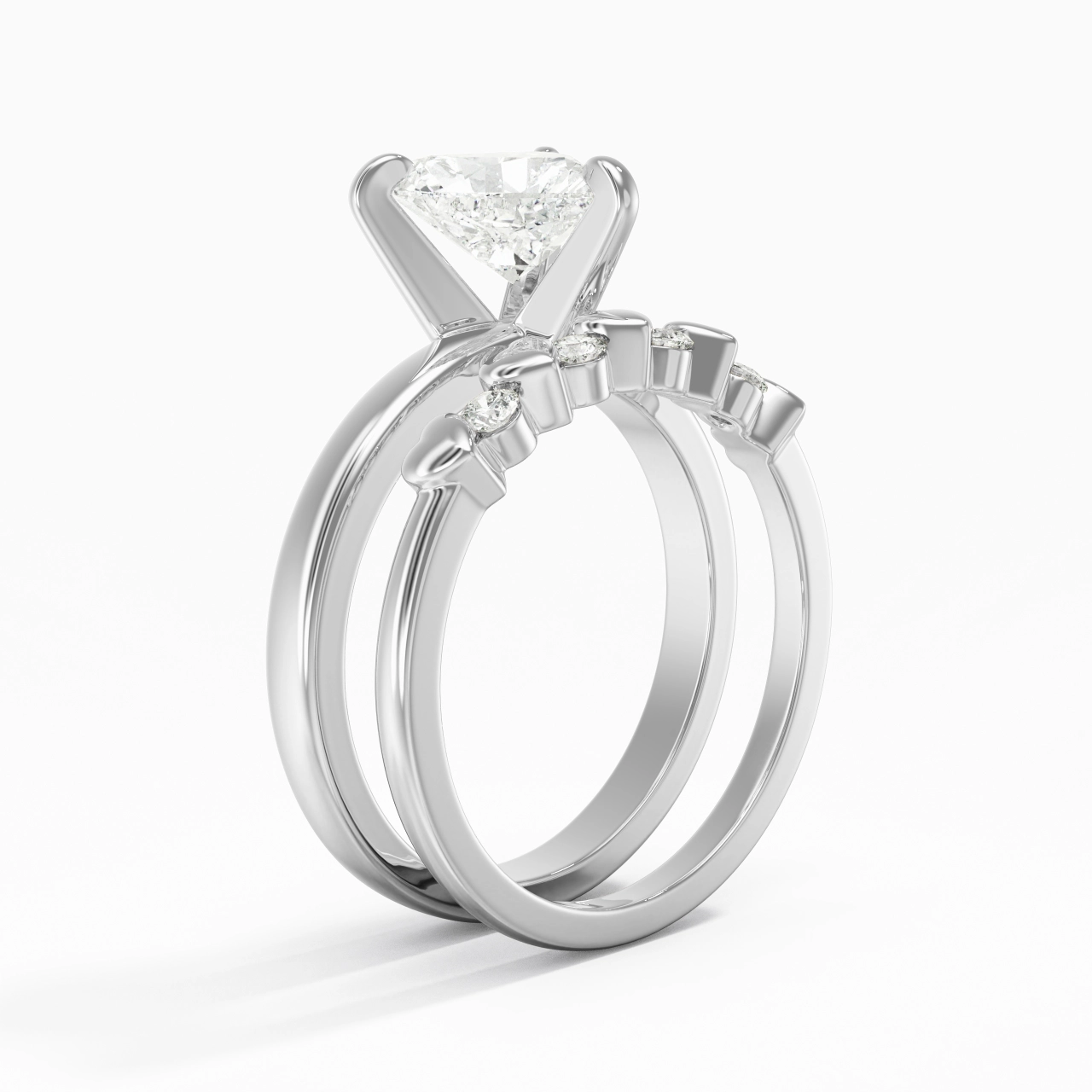 1.50ct Moissanite Wedding Ring Set 925 Sterling Silver