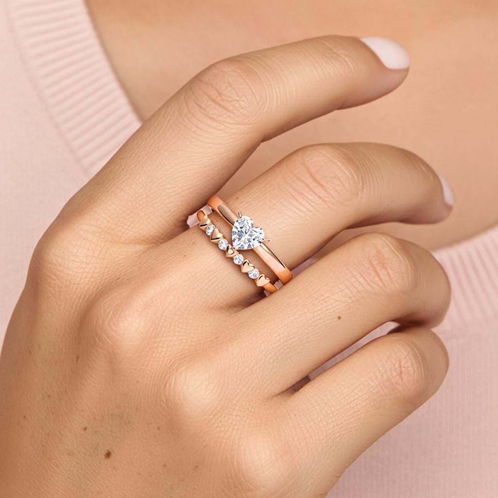 1.00ct Moissanite Wedding Ring Set 925 Sterling Silver