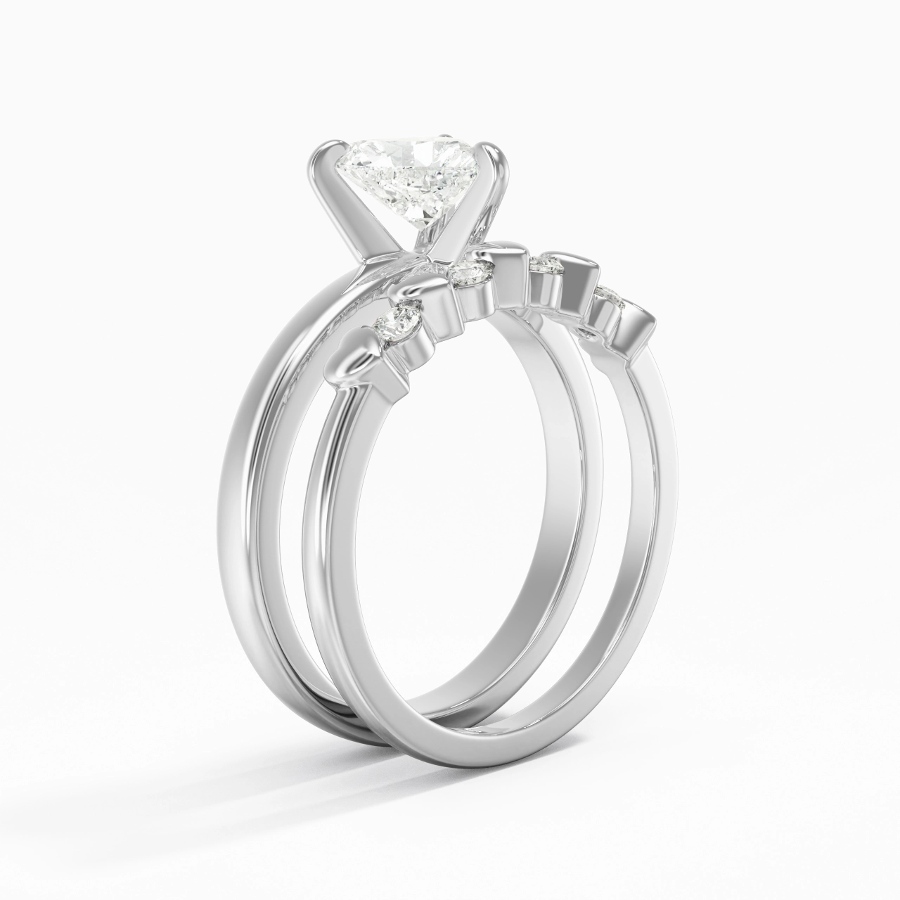 1.00ct Moissanite Wedding Ring Set 925 Sterling Silver
