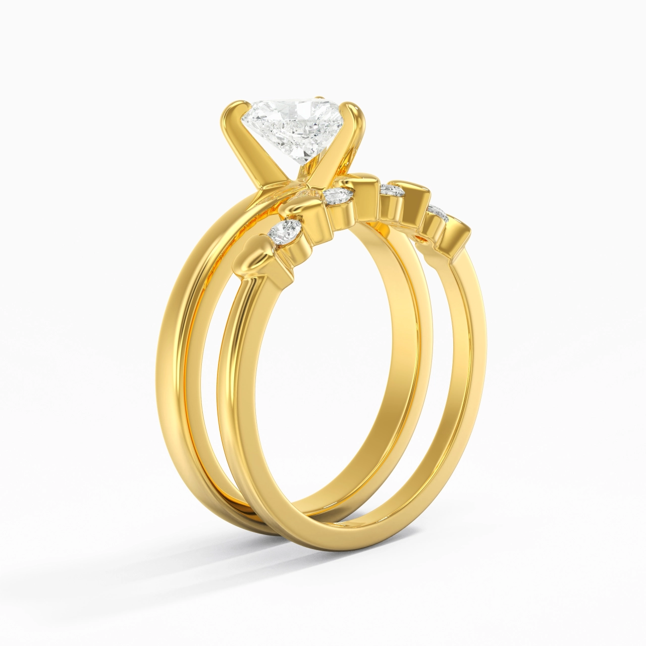 1.00ct Moissanite Wedding Ring Set 14K Gold