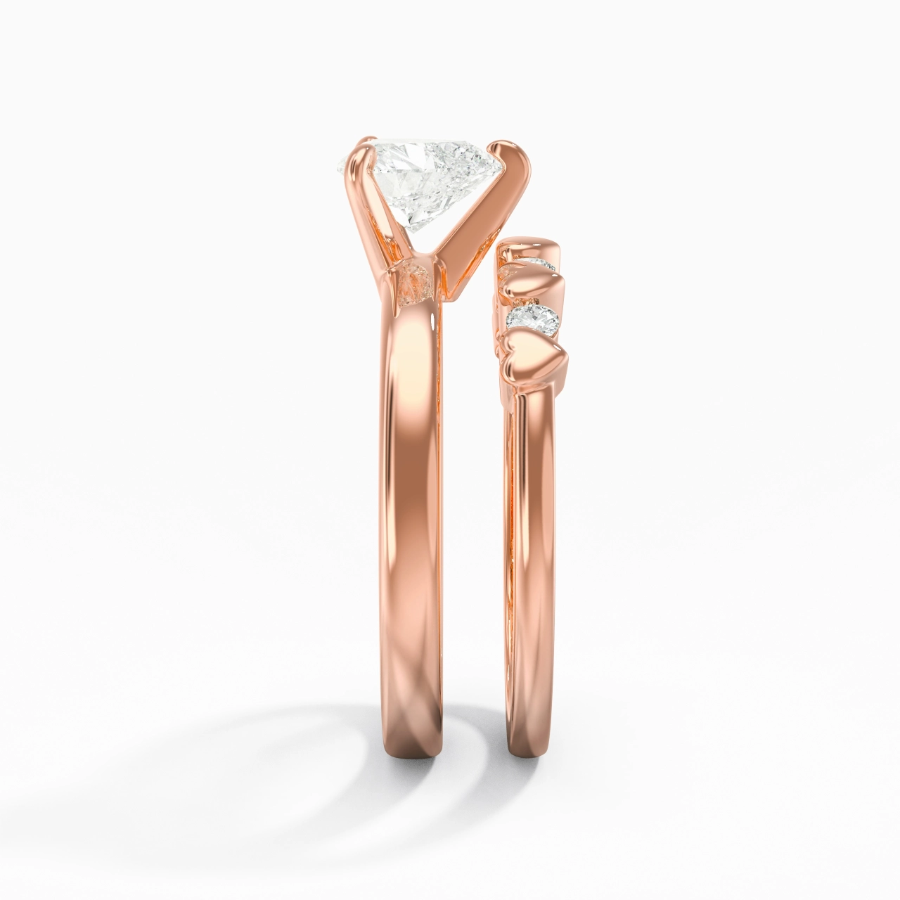 1.00ct Moissanite Wedding Ring Set 14K Rose Gold