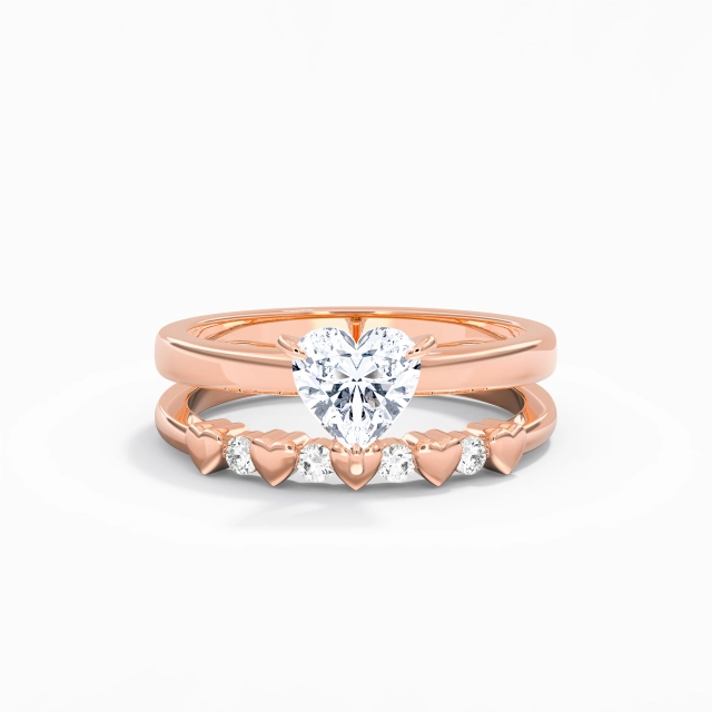 1.00ct Heart Moissanite Wedding Ring Set 925 Sterling Silver Prong Classic Traditional Shank