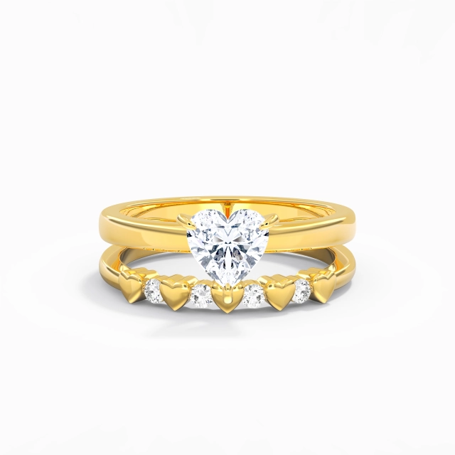 1.00ct Heart Moissanite Wedding Ring Set 925 Sterling Silver Prong Classic Traditional Shank