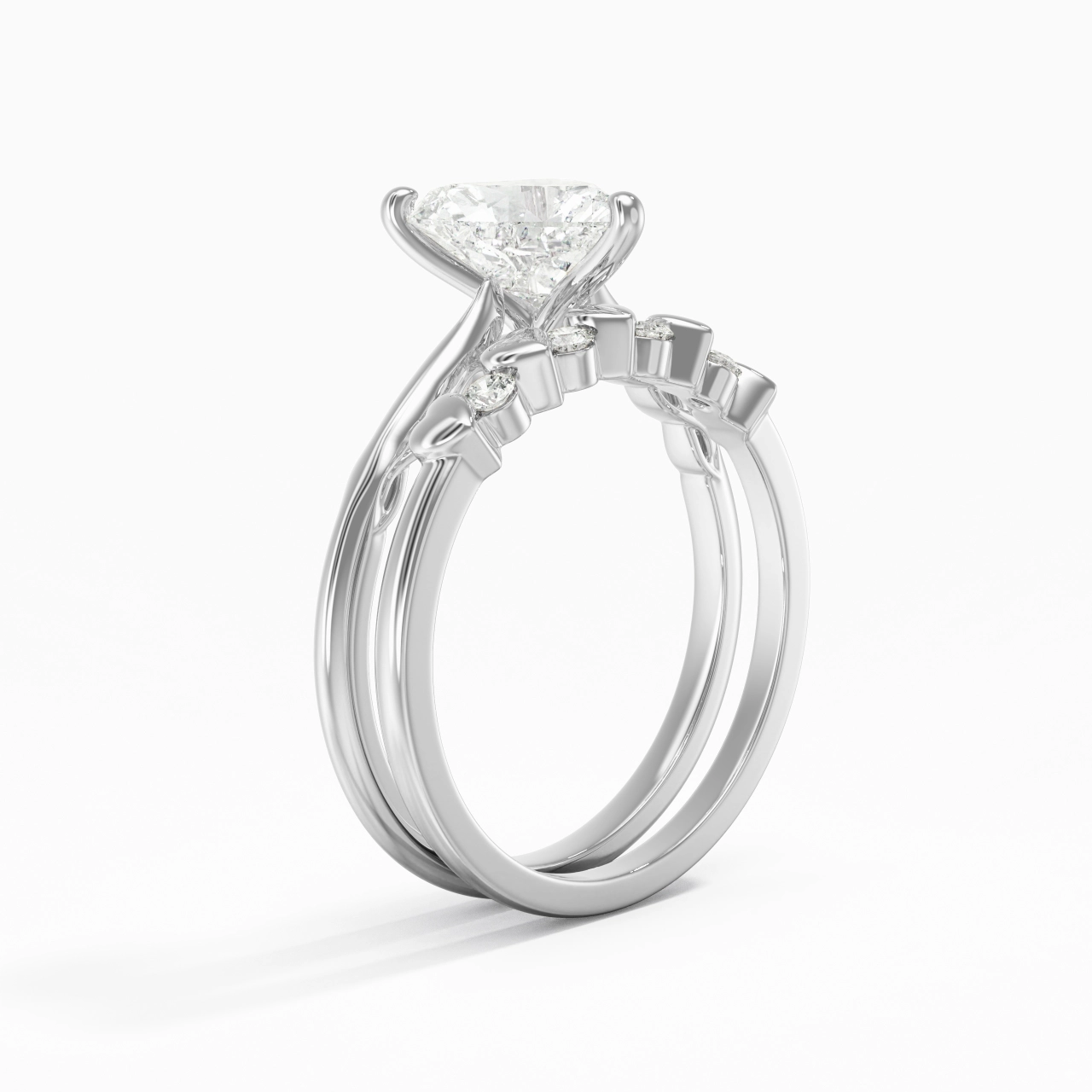 White Gold Plated Unique Infinity Bridal Set