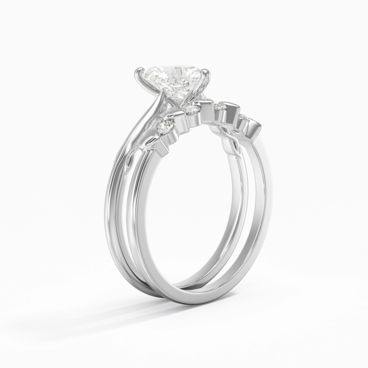 White Gold Plated Unique Infinity Bridal Set