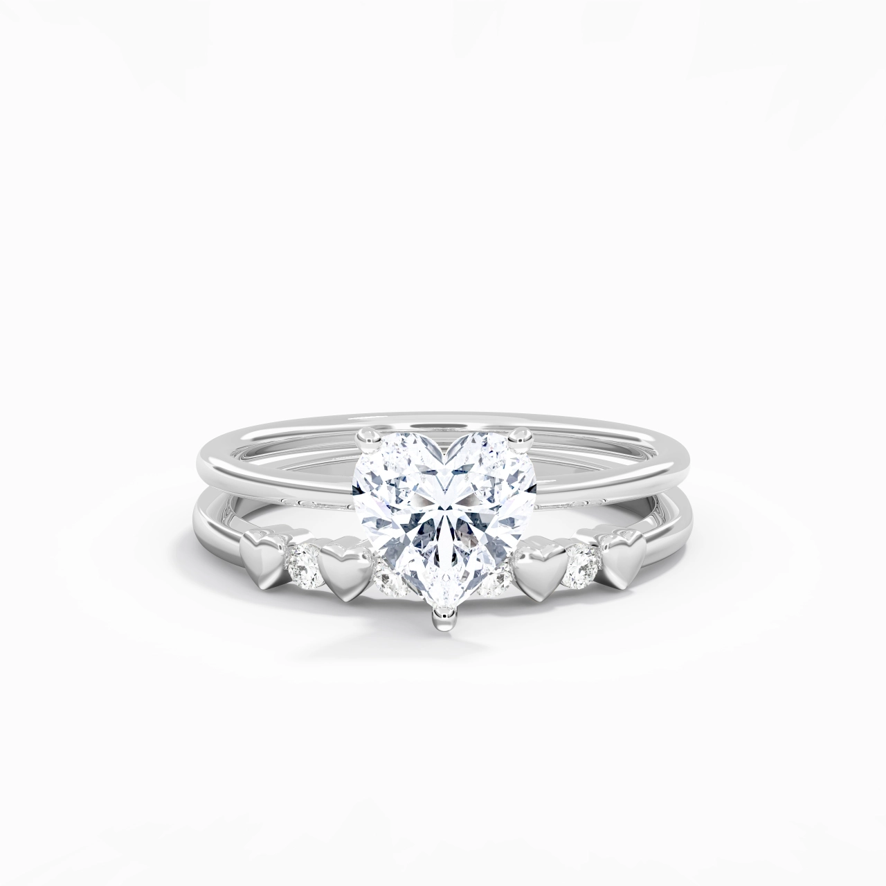 Hidden Halo Wedding Ring Set 1.50ct Moissanite