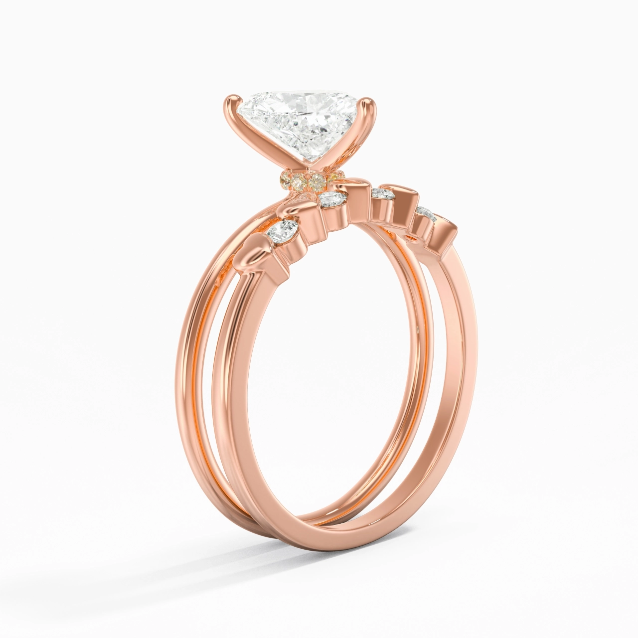 Hidden Halo Wedding Ring Set 1.50ct Moissanite