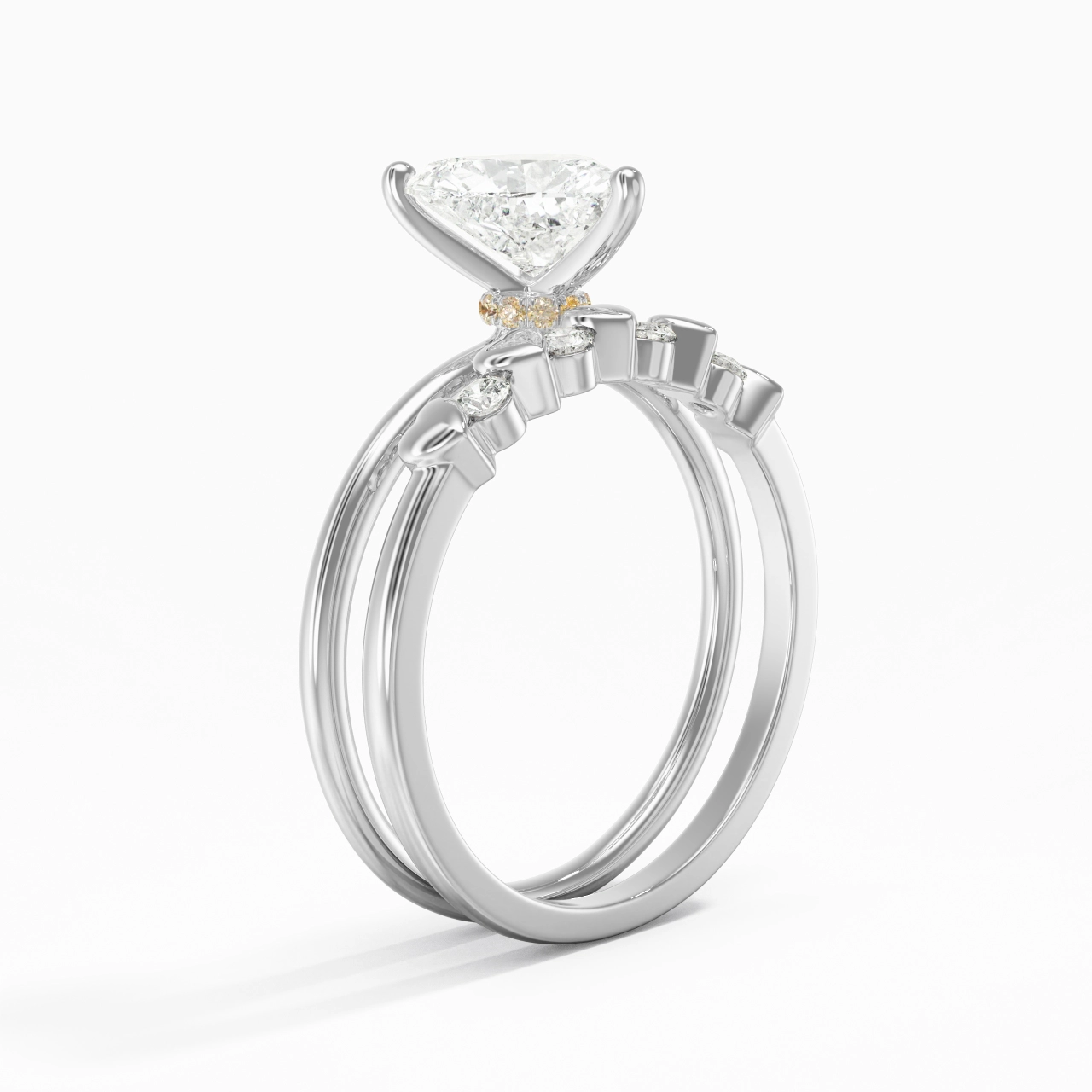 Hidden Halo Wedding Ring Set 1.50ct Moissanite