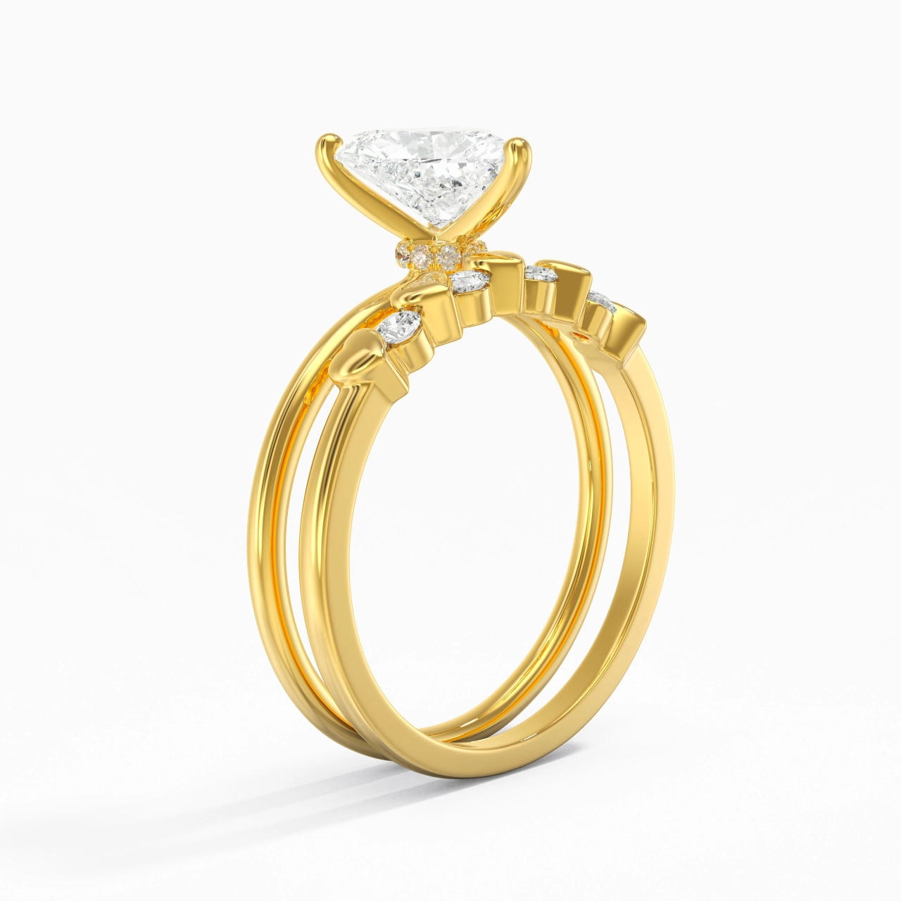 Hidden Halo Wedding Ring Set 1.50ct Moissanite