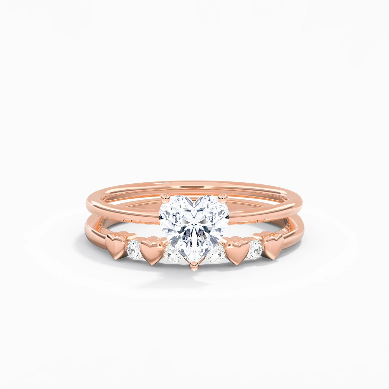 Hidden Halo Wedding Ring Set 1.00ct Moissanite