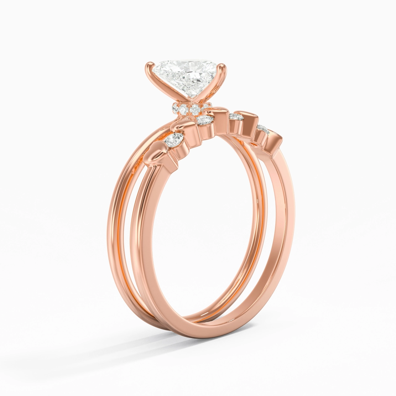 Hidden Halo Wedding Ring Set 1.00ct Moissanite