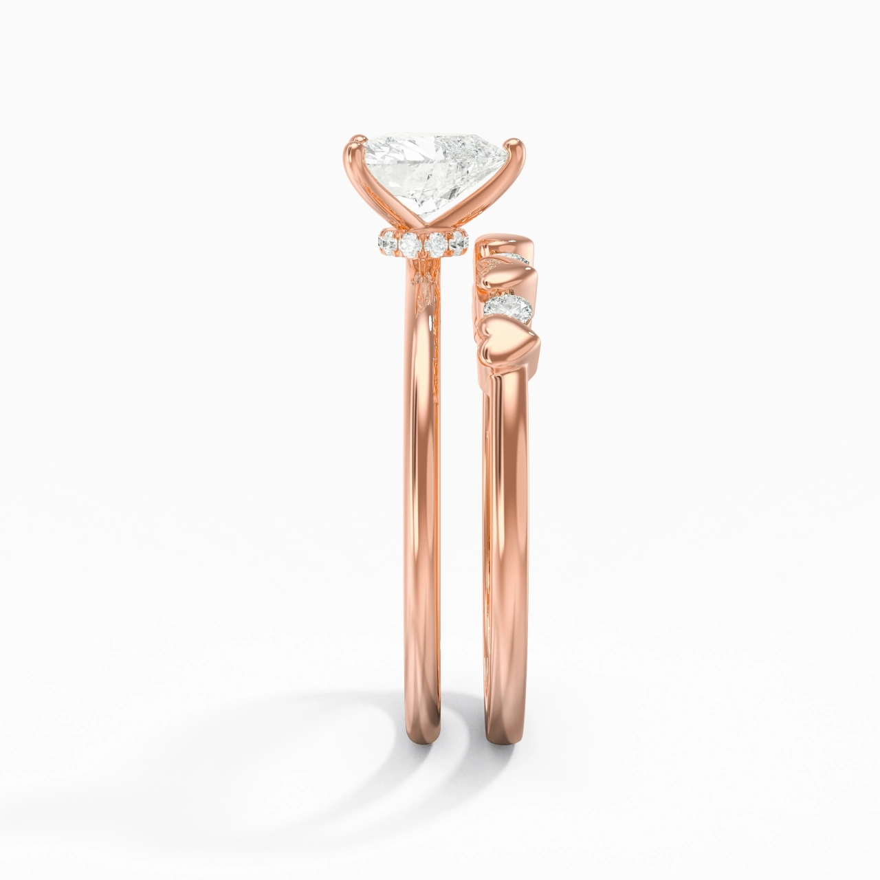 Hidden Halo Wedding Ring Set 1.00ct Moissanite