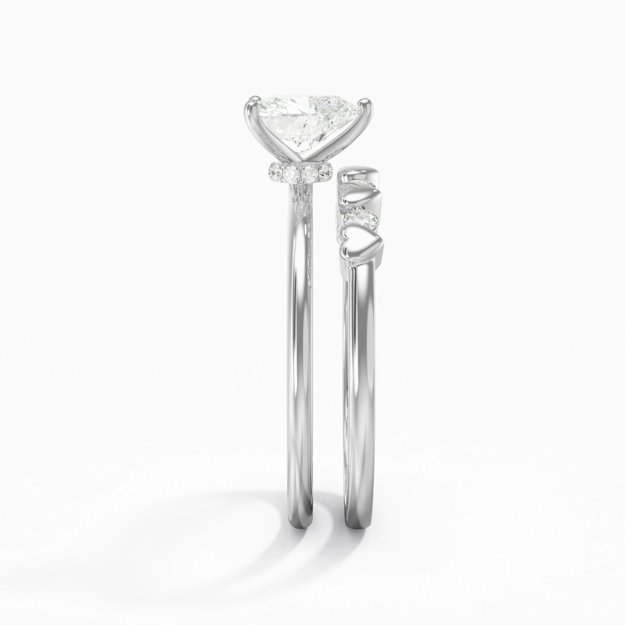 Hidden Halo Wedding Ring Set 1.00ct Moissanite