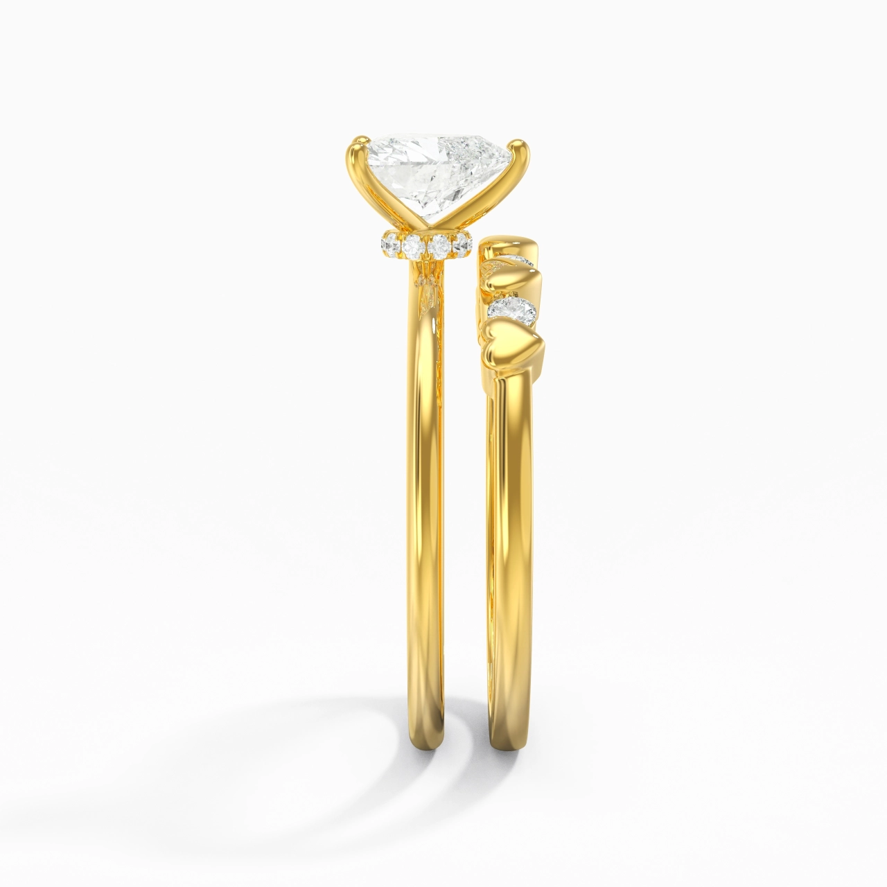 Hidden Halo Wedding Ring Set 1.00ct Moissanite