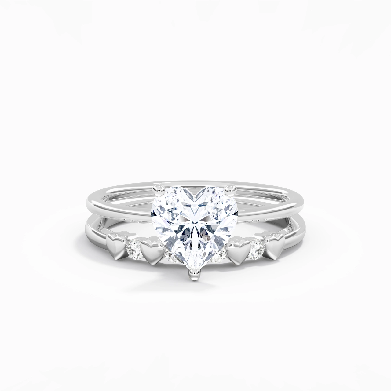 Hidden Halo Wedding Ring Set 2.00ct Moissanite