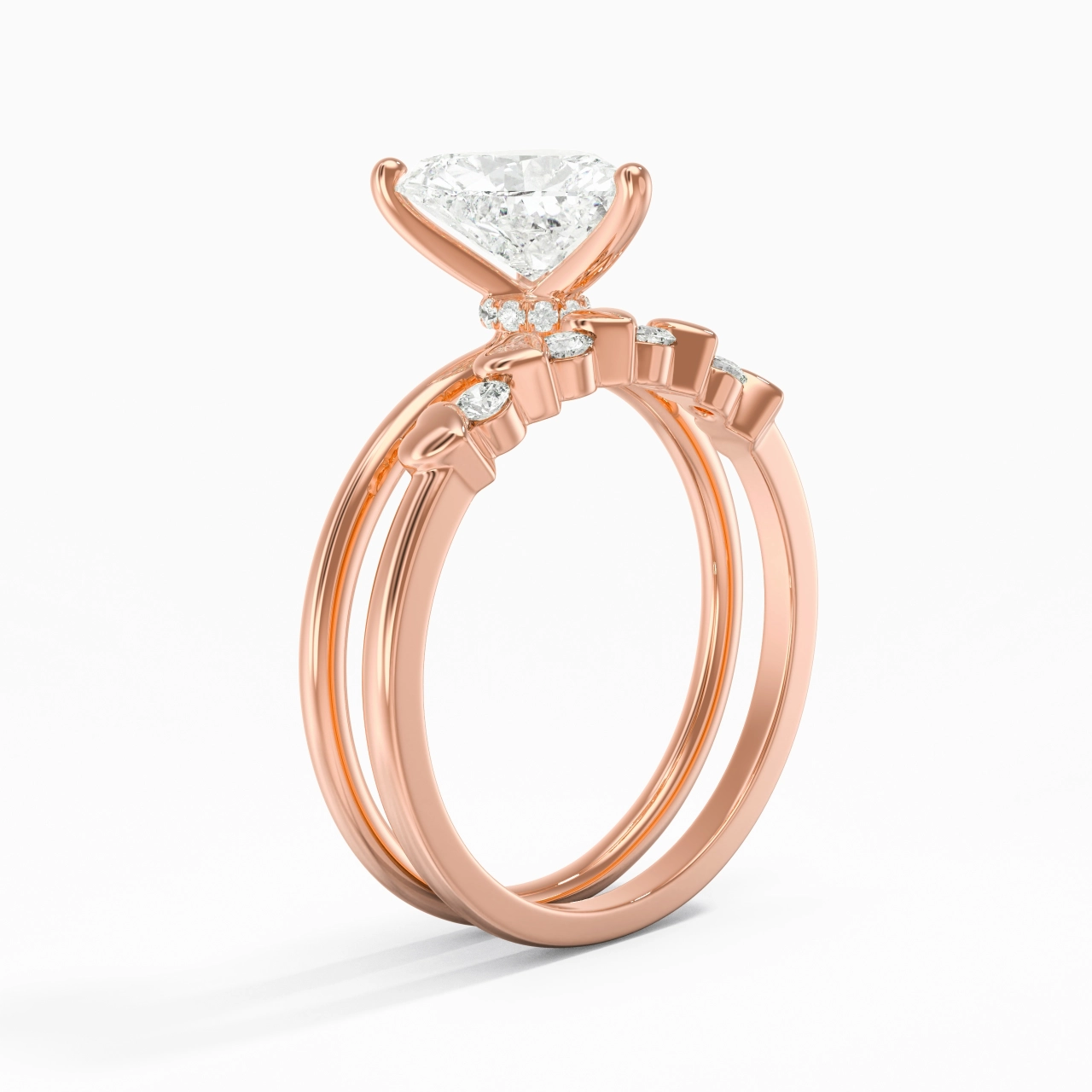 Hidden Halo Wedding Ring Set 2.00ct Moissanite