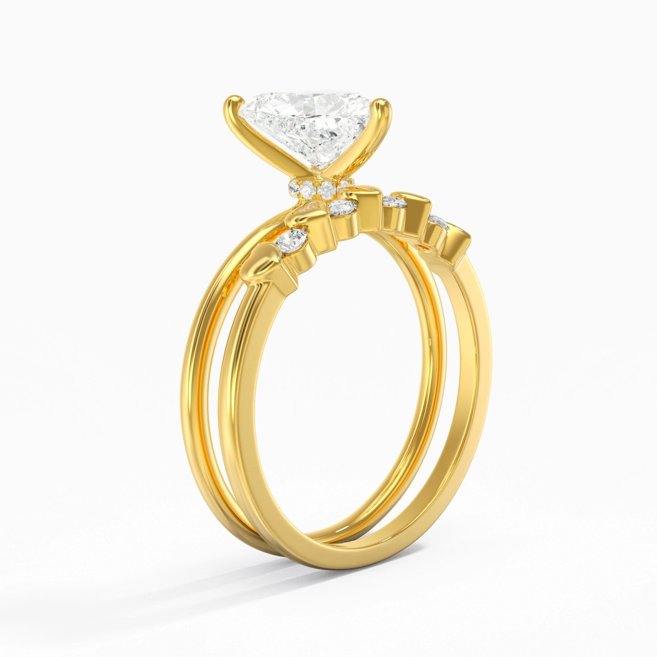 Hidden Halo Wedding Ring Set 2.00ct Moissanite