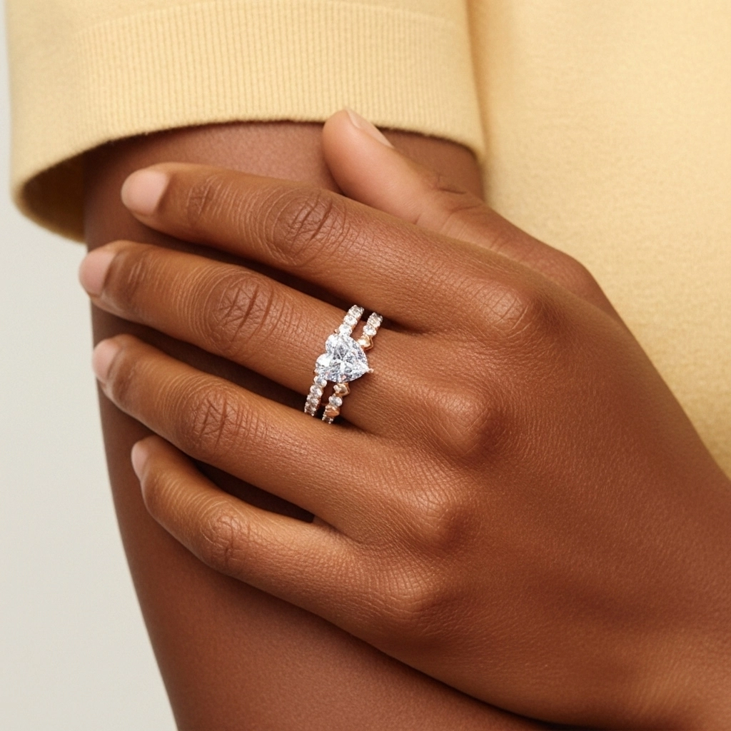 East West Bridal Set 1.00ct Moissanite