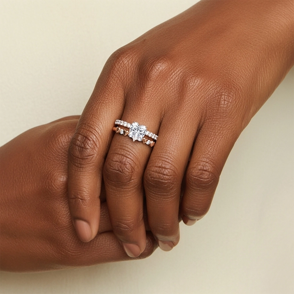 East West Bridal Set 1.00ct Moissanite