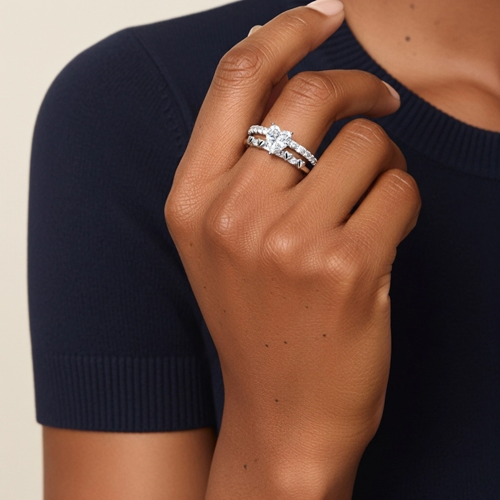 East West Bridal Set 1.00ct Moissanite