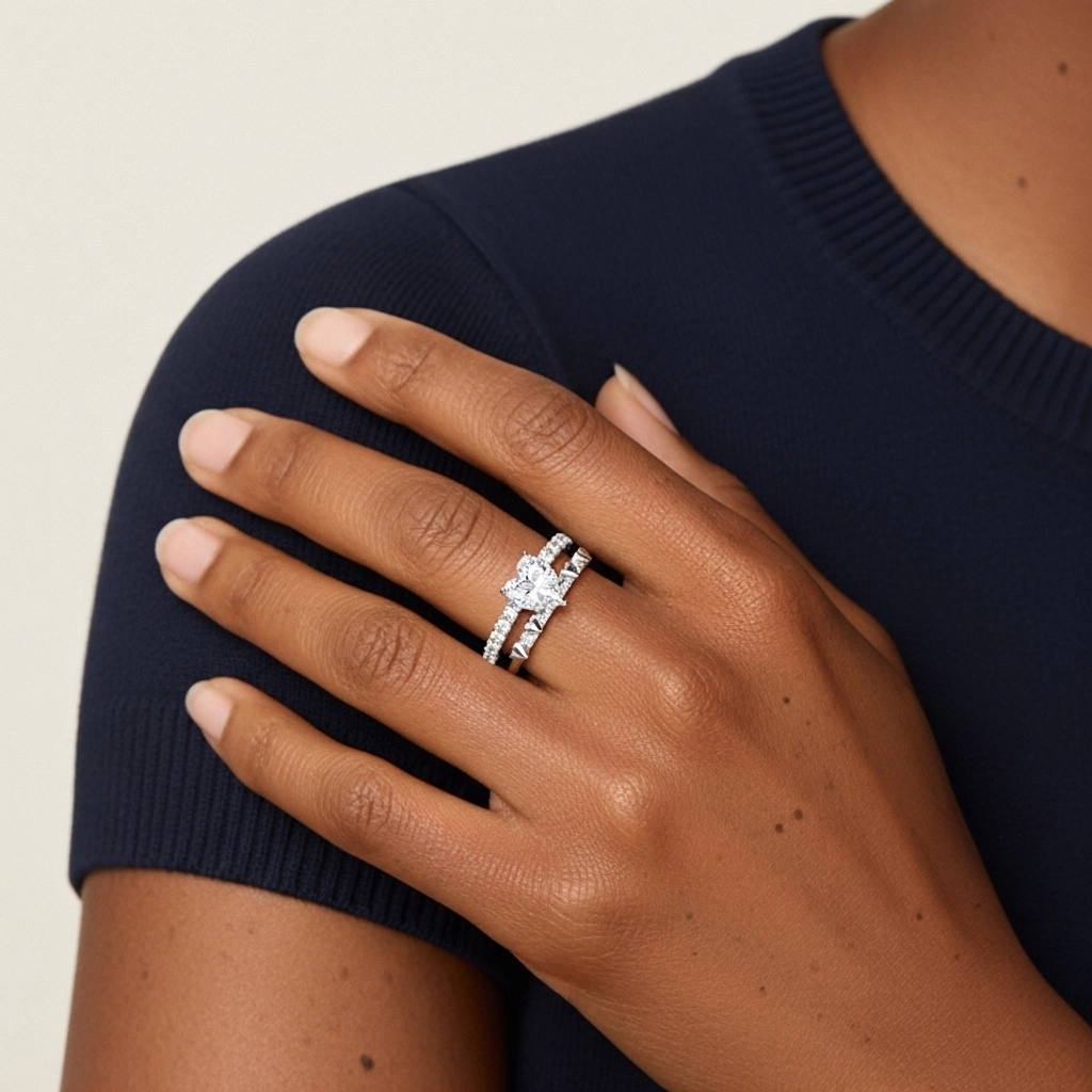 East West Bridal Set 1.00ct Moissanite