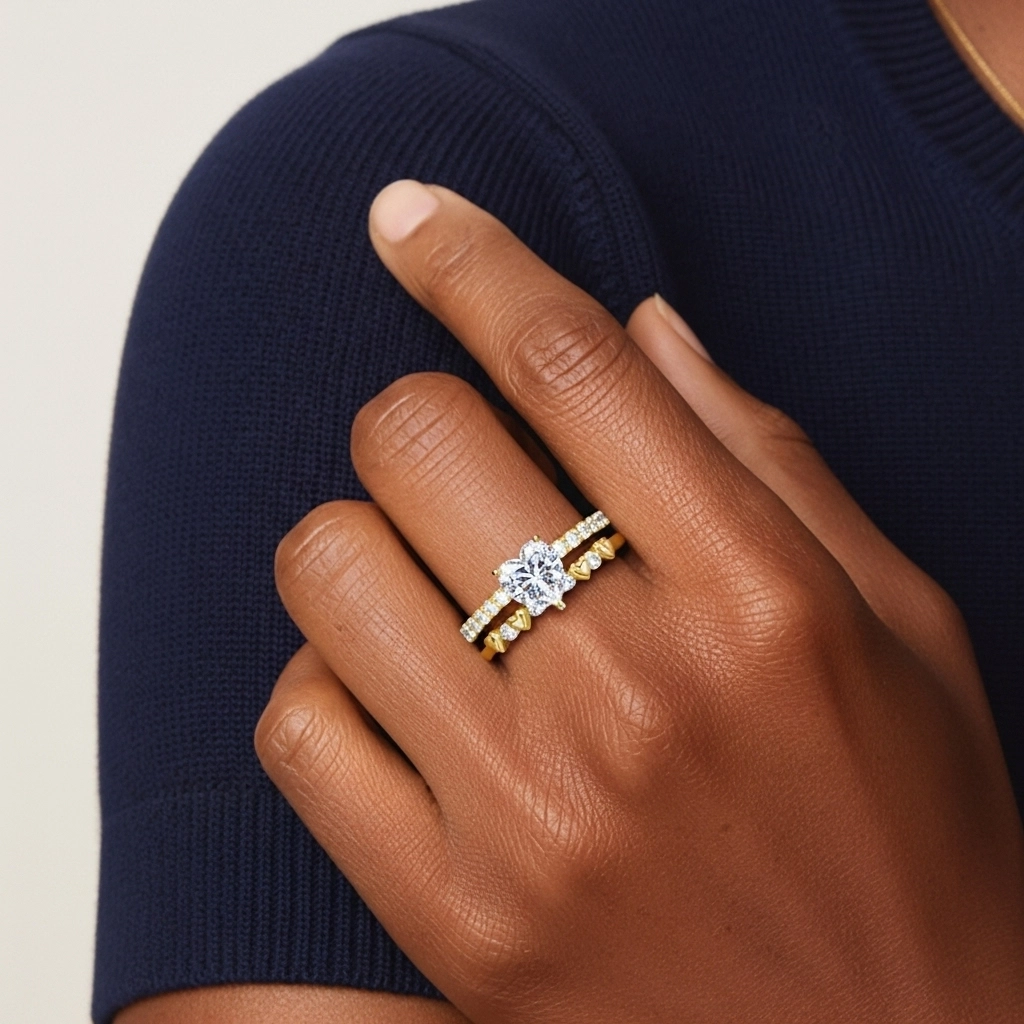 East West Bridal Set 1.00ct Moissanite