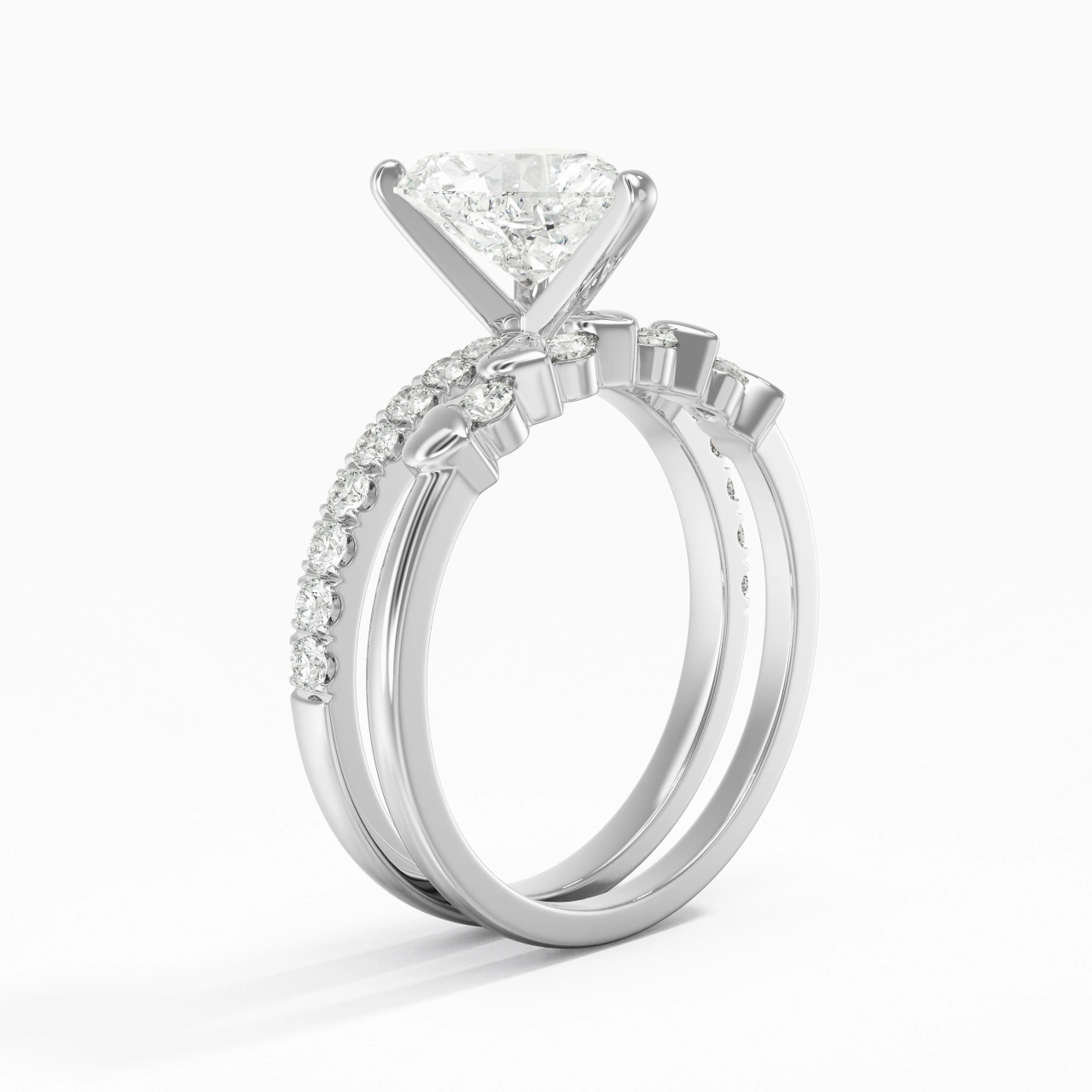 East West Bridal Set 2.00ct Moissanite