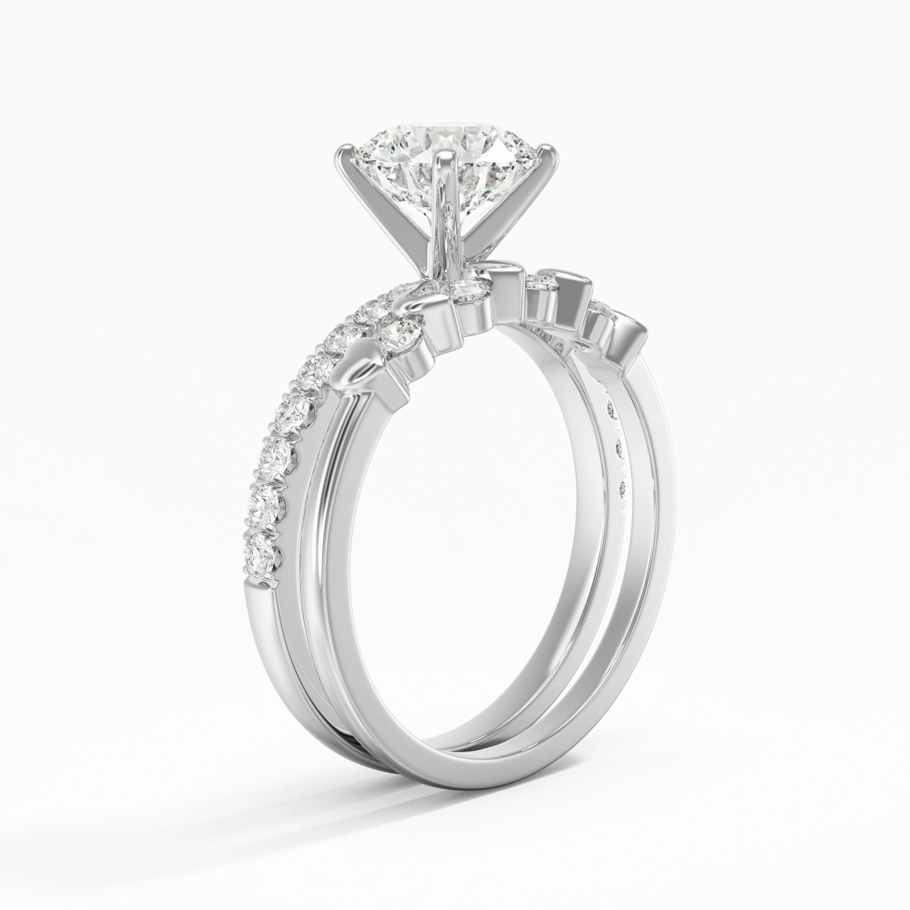 East West Bridal Set 1.50ct Moissanite