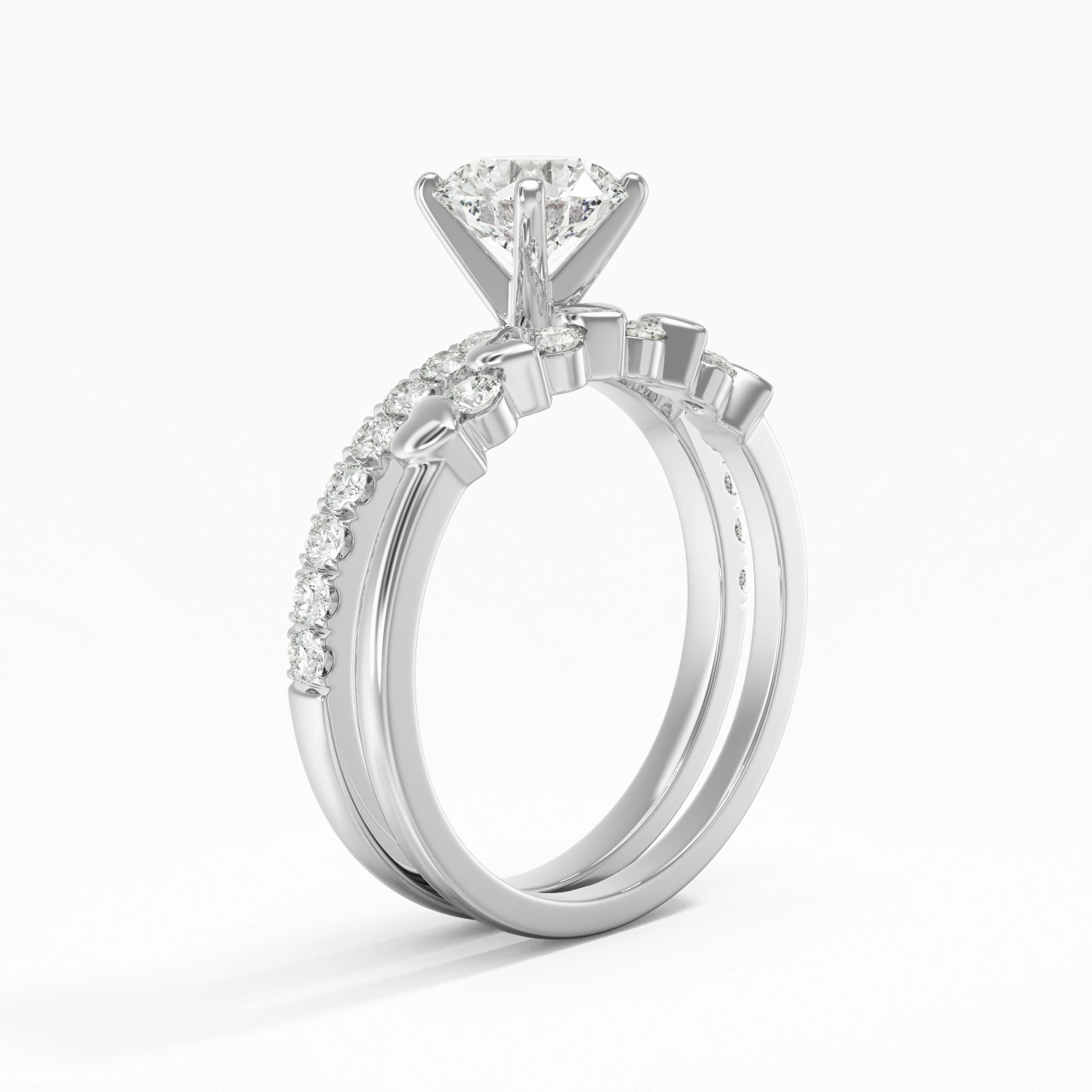 East West Bridal Set 1.00ct Moissanite