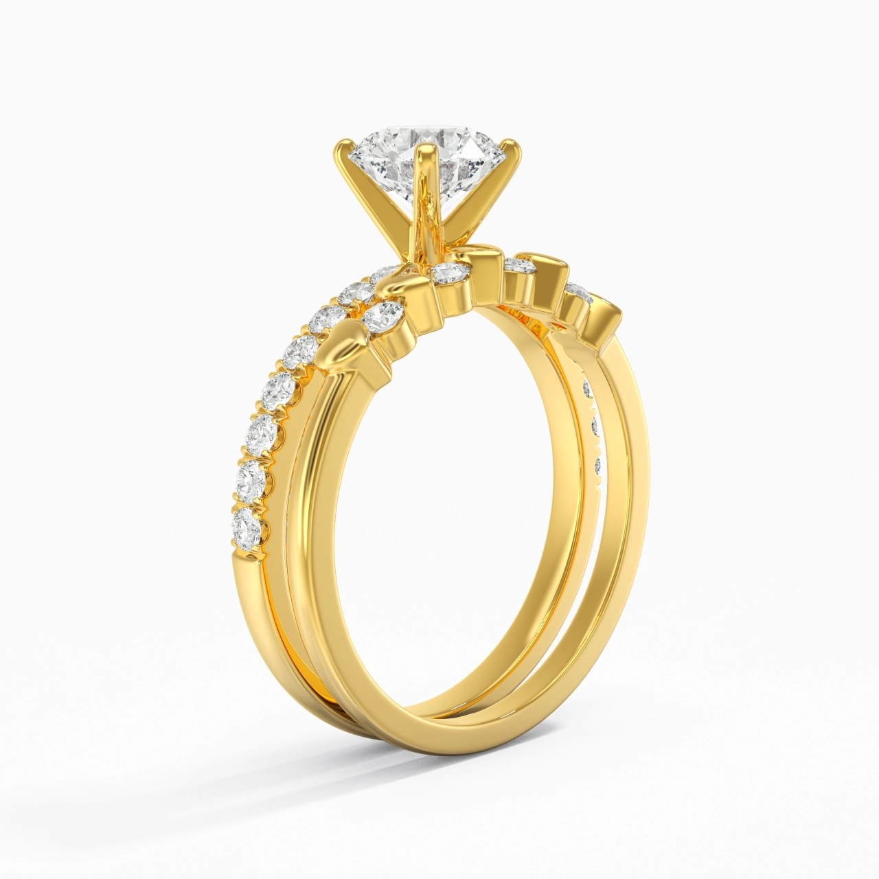 East West Bridal Set 1.00ct Moissanite