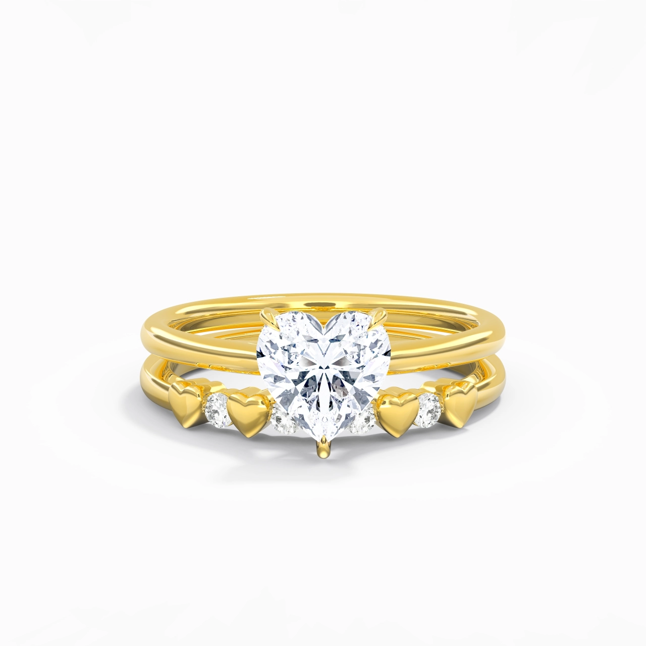 Delicate Heart 1.50ct Moissanite Wedding Ring Set