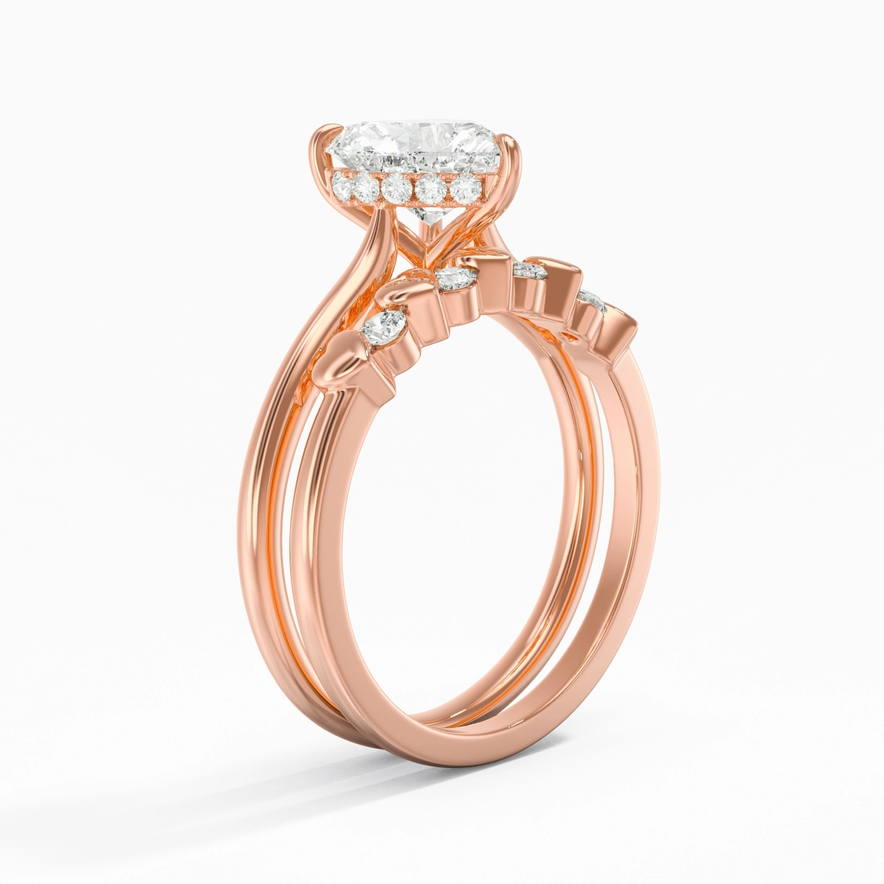 Delicate Heart 1.50ct Moissanite Wedding Ring Set