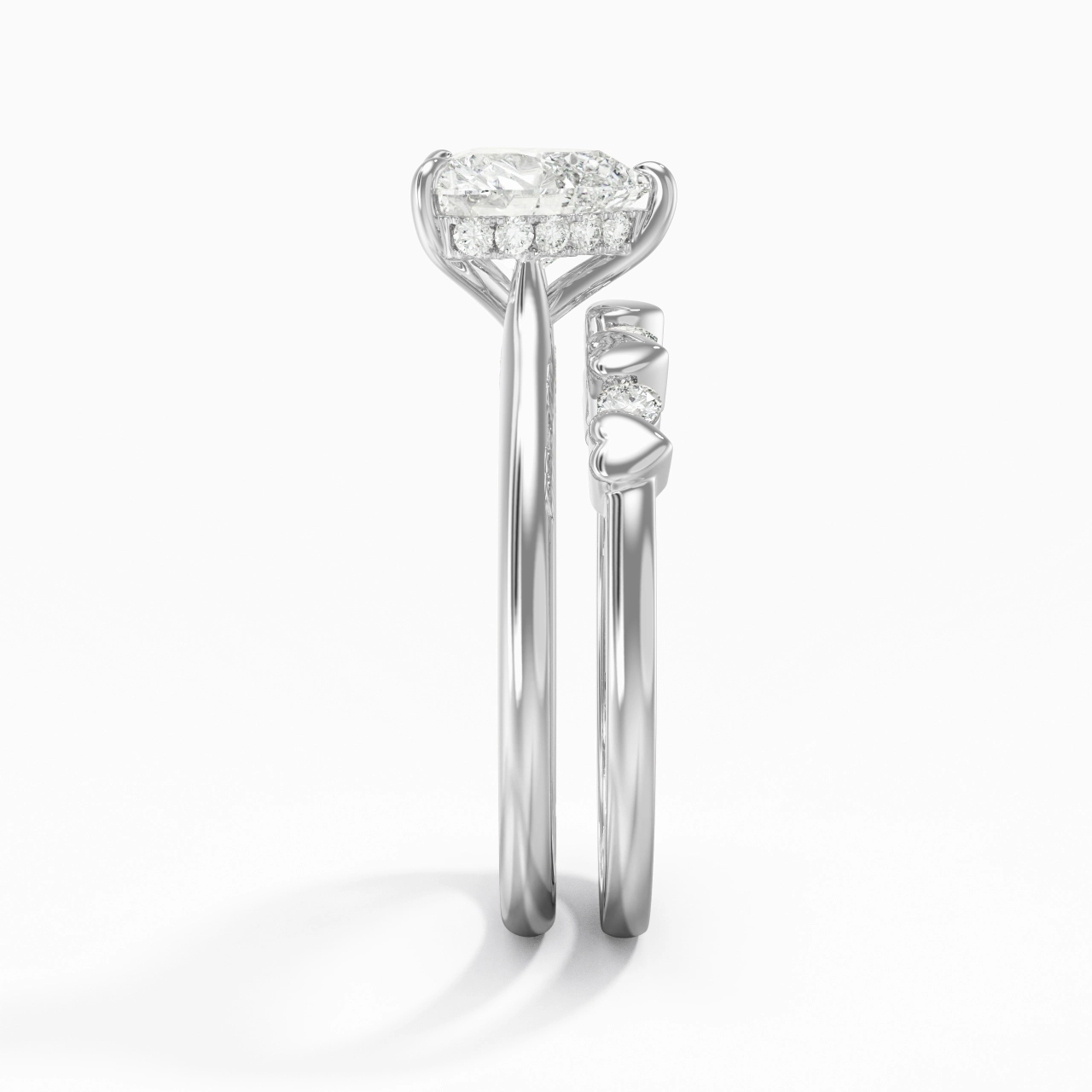 Delicate Heart 1.50ct Moissanite Wedding Ring Set