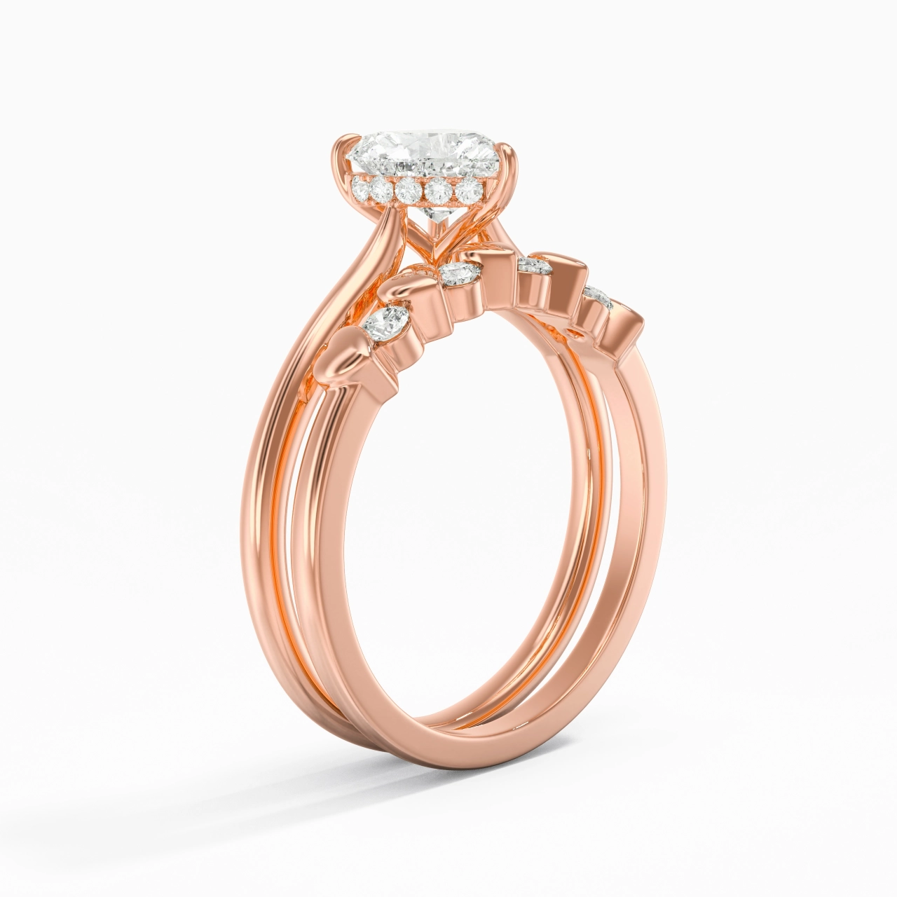 Delicate Heart 1.00ct Moissanite Wedding Ring Set