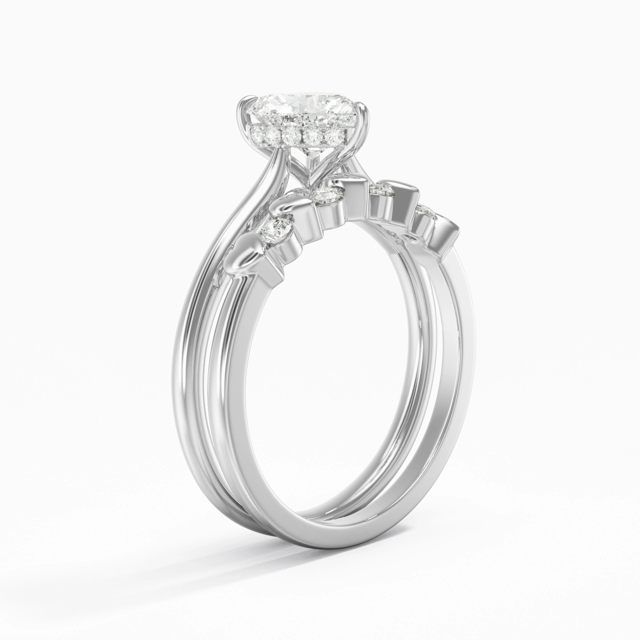 Delicate Heart 1.00ct Moissanite Wedding Ring Set